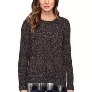 Sanctuary Knit Sweater with Plaid Undershirt